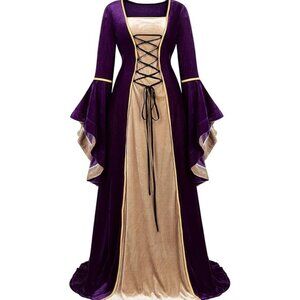 NWOT Frawirshau Purple Velvet Renaissance Medieval Queen Dress, 3X, Ren Faire
